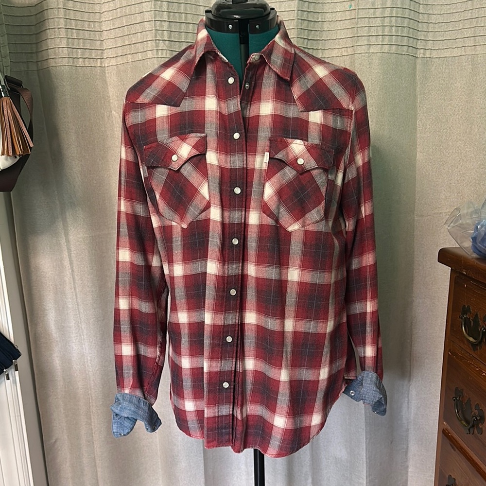 Levi's Red and White Button Down Shirt Classic Style